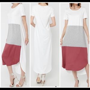 New Colorblock White Maxi Dress All Sizes